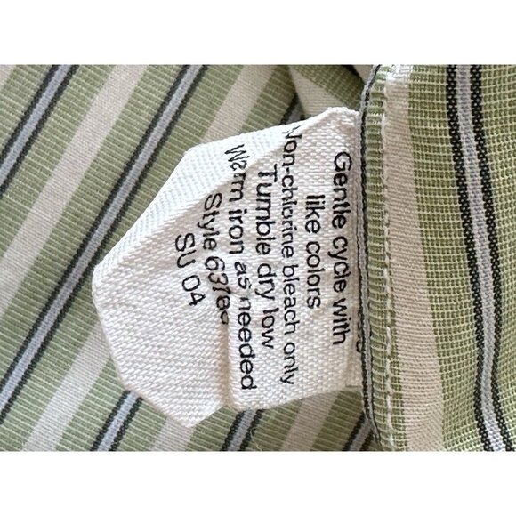 J.Crew Men's Size Large Short Sleeve 100% Cotton Casual Button Down Green Stripe - Picture 10 of 10